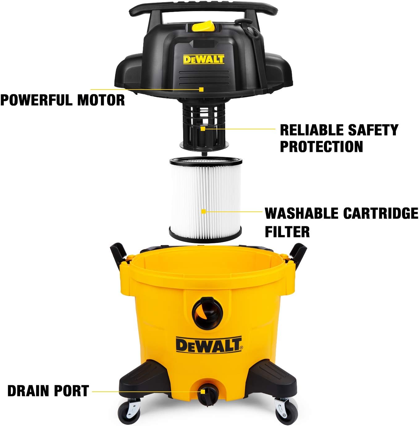 DeWalt DXV10P-QT Corded 290 W 5.5 hp 10 L Wet/Dry Vacuum (Tool Only)