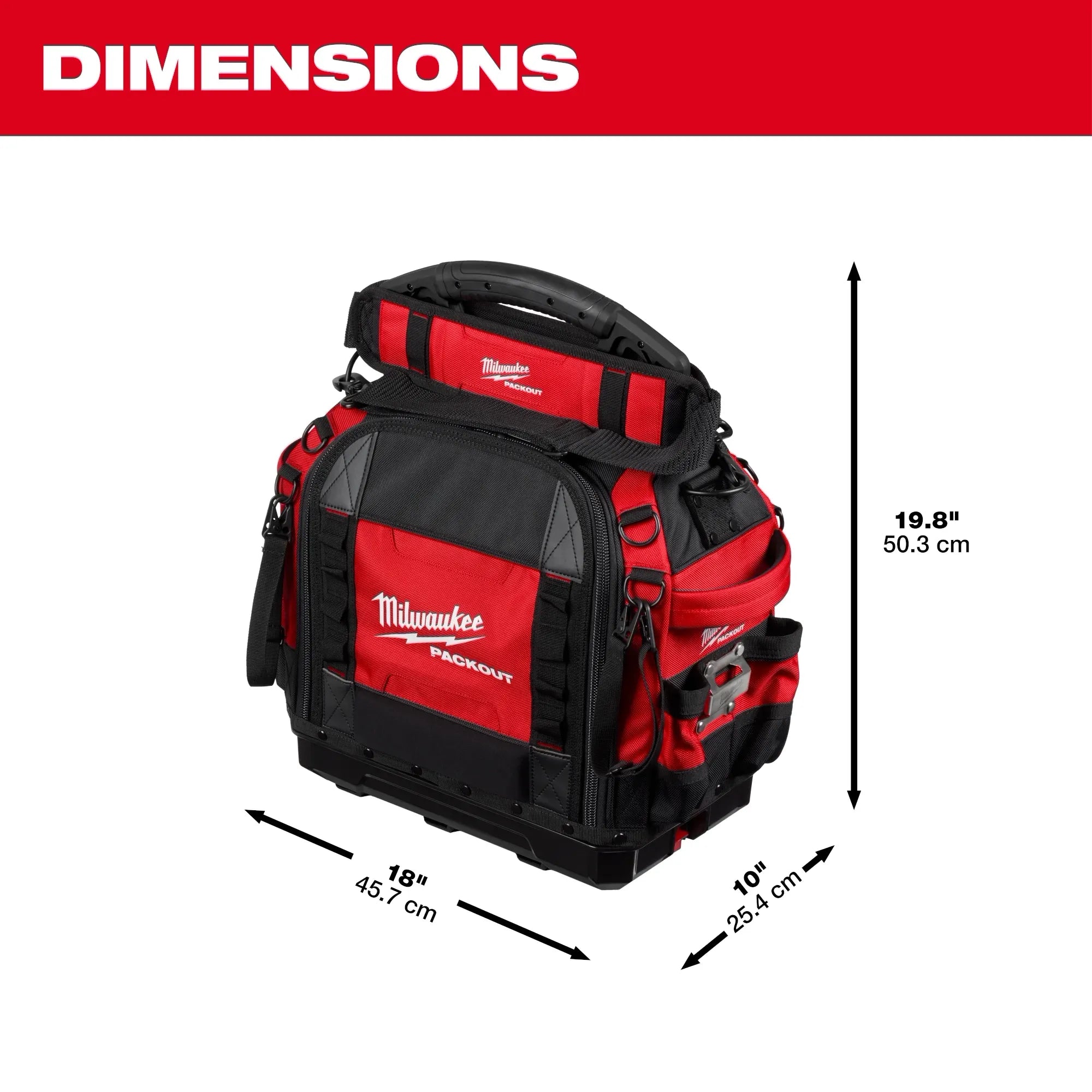 Milwaukee 48-22-8316 PACKOUT™ 18 in Length x 10 in Width x 19.75 in Height Soft Sided Tool Bag