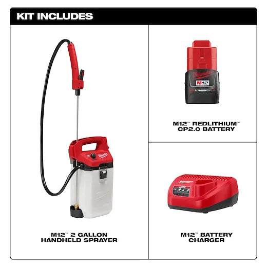 Milwaukee 2528-21G2 2 gal Vertical 17 ft Cordless Handheld Sprayer Kit