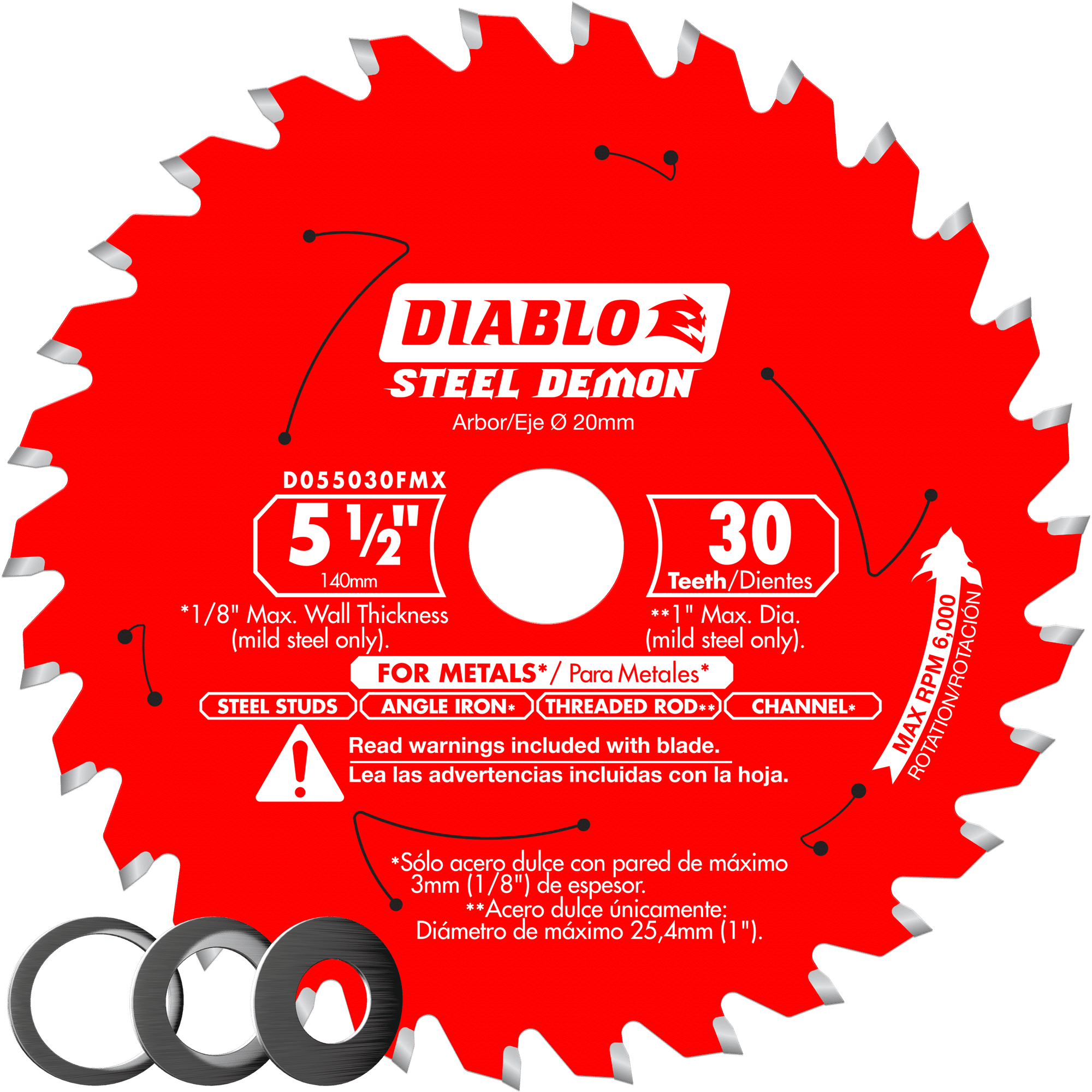 Diablo Tools D055030FMX 5-1/2 in 20 mm 6000 rpm Saw Blade