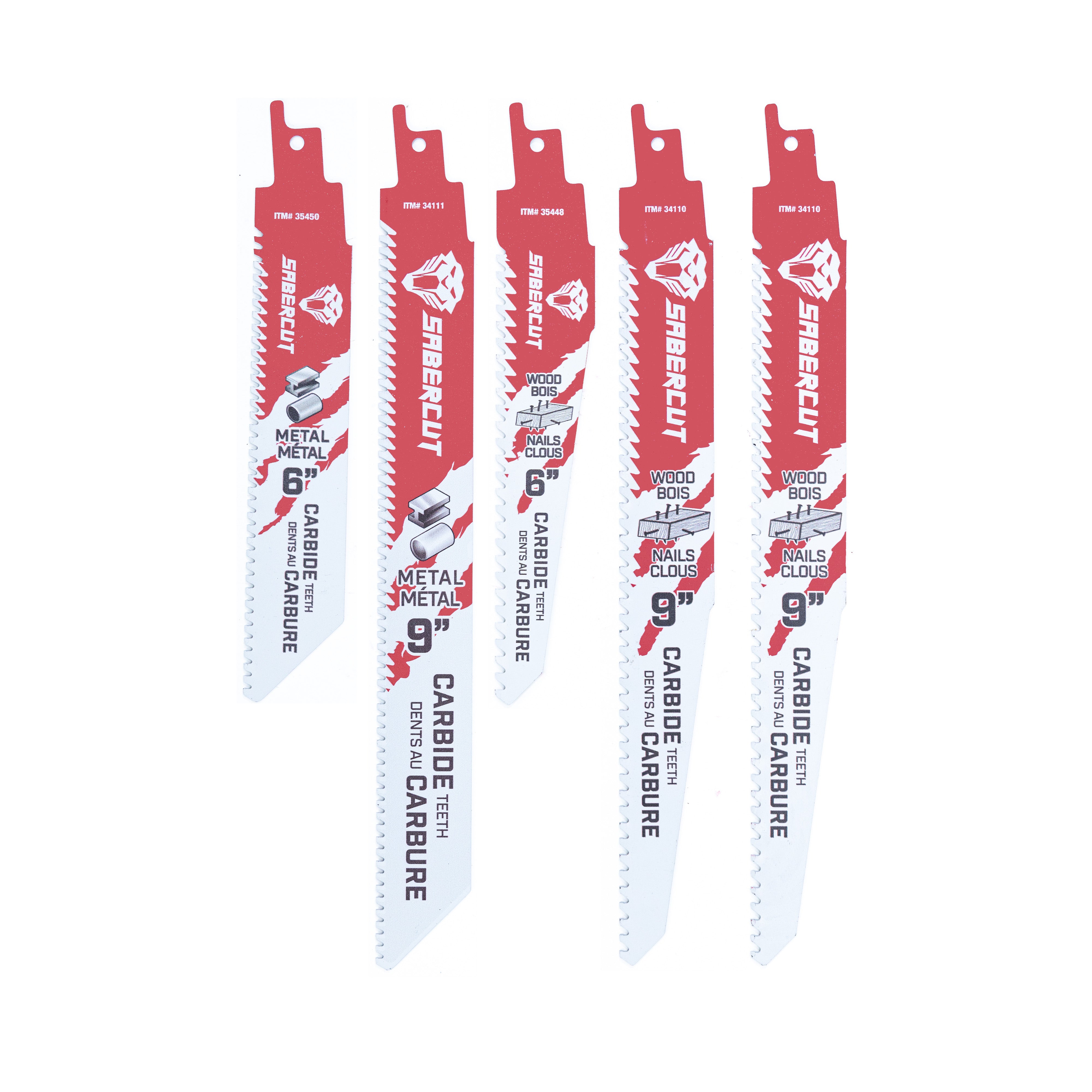 SABERCUT Red Label Carbide-Tipped Reciprocating Saw Blade Assorted Set (5Pc/Set)