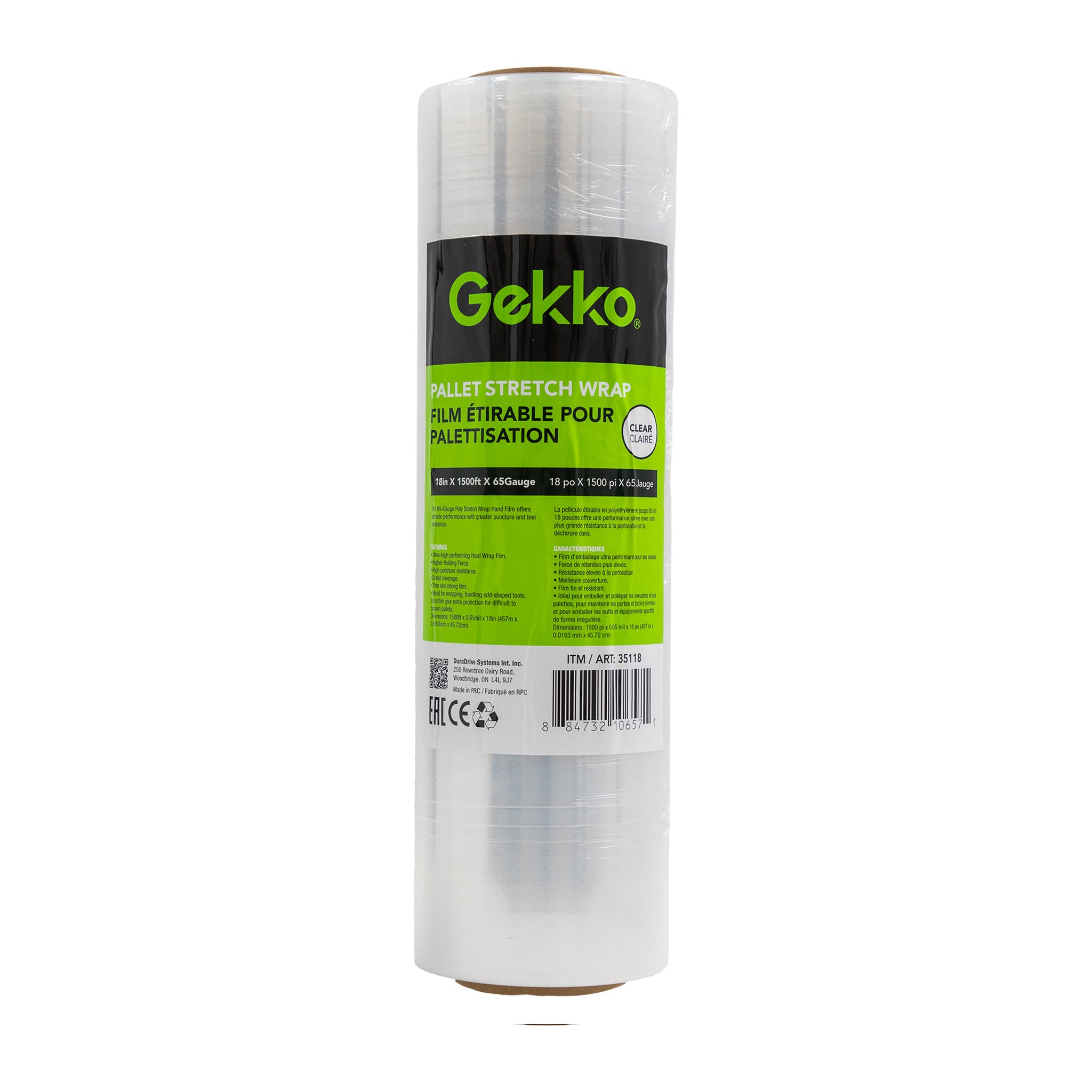 Gekko 18 in. x 1500 ft. Pallet Stretch Wrap Hand Film - Clear