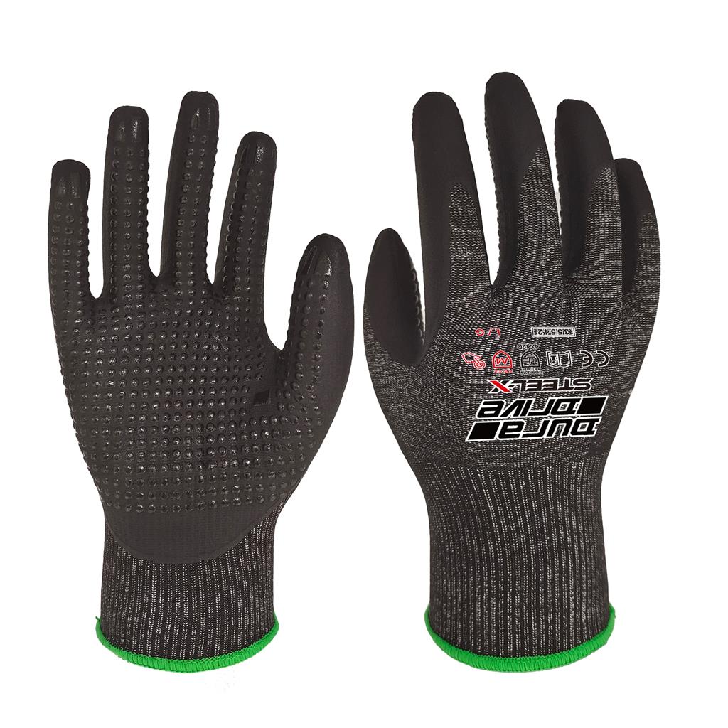 DURADRIVE STEEL-X Cut A4 Nitrile Dotted Gloves with Micro Foam Coating