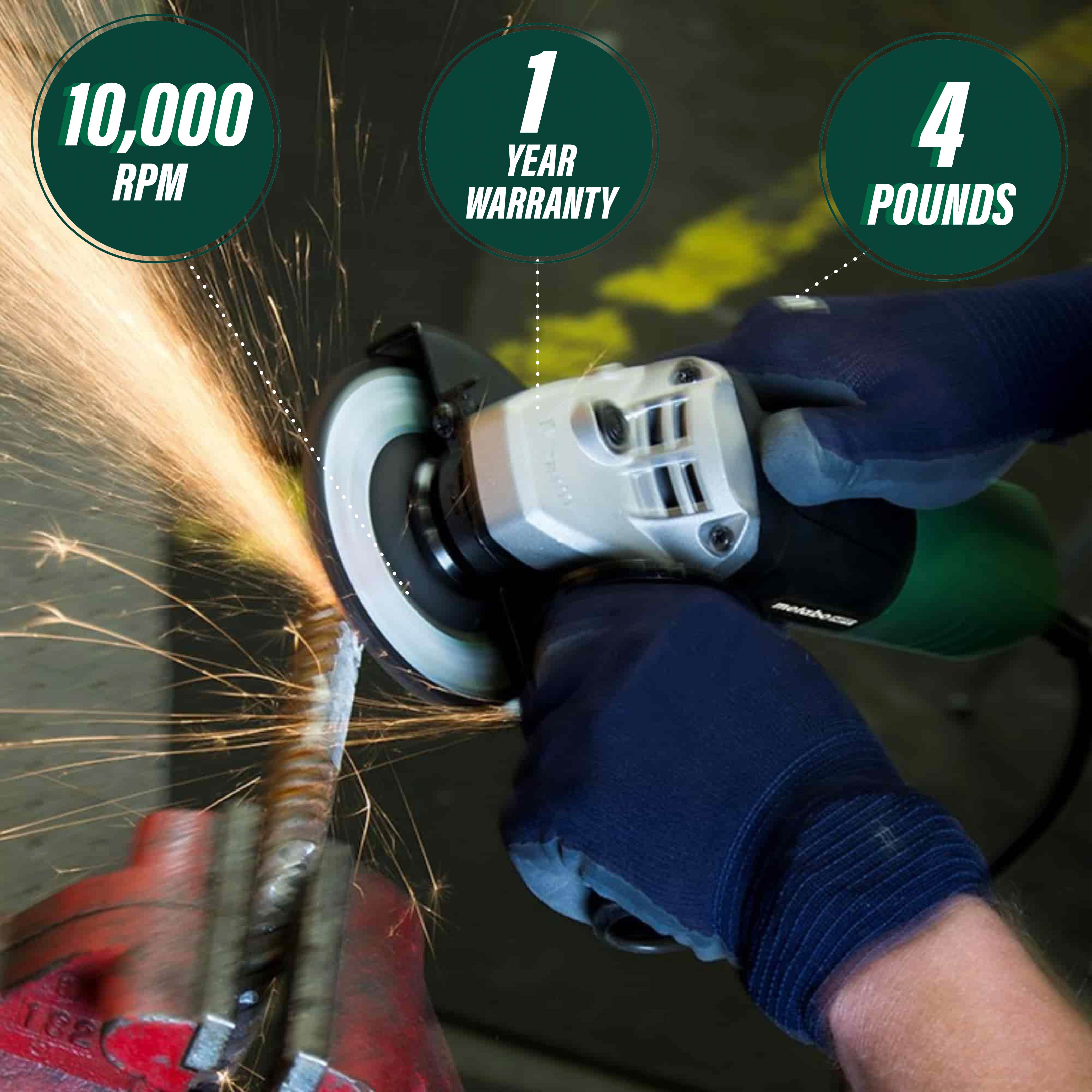 Metabo HPT G12SR4 4-1/2 in x 5/8 in 120 V Corded Angle Grinder with Slide Switch