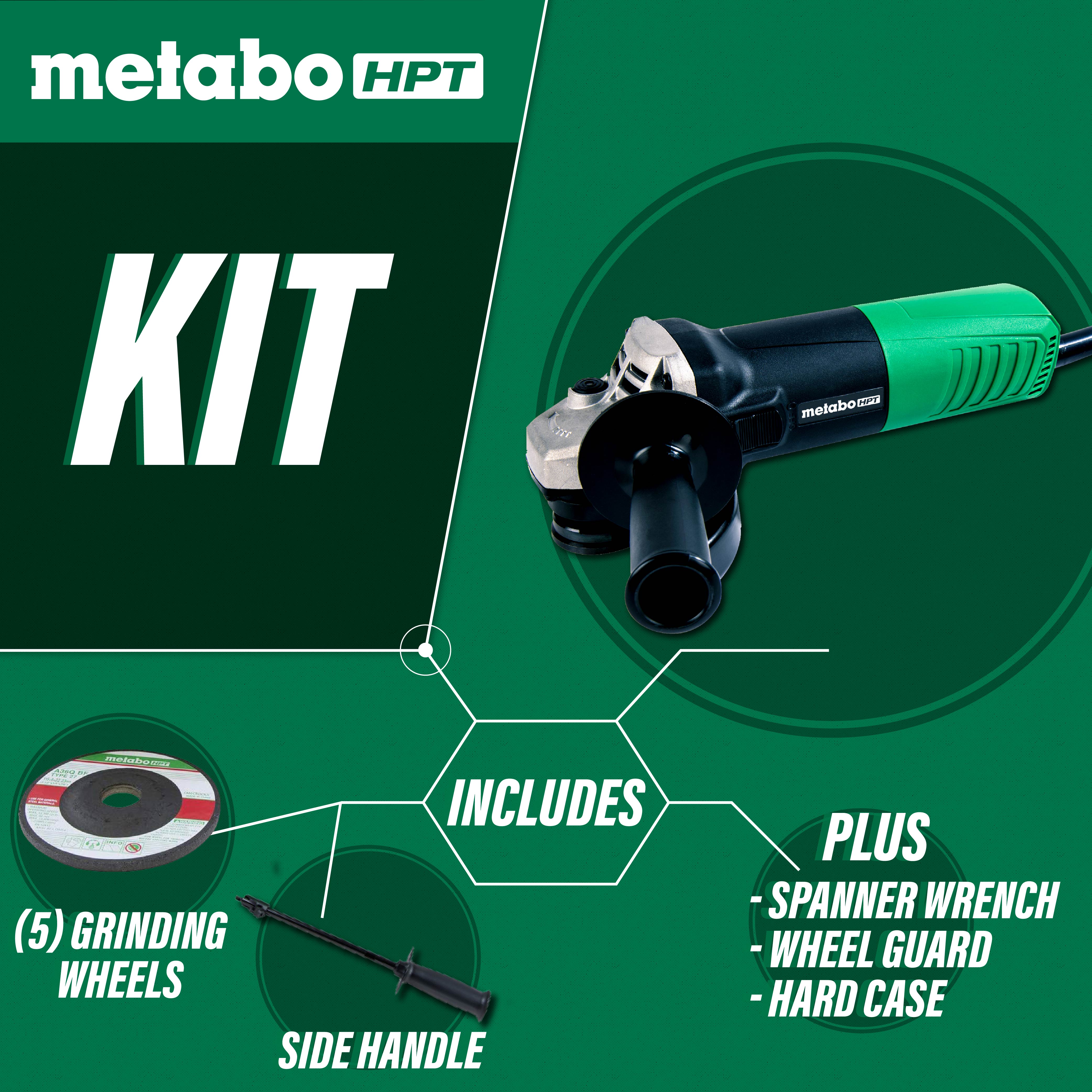 Metabo HPT G12SR4 4-1/2in x 5/8in 120V Slide Switch Angle Grinder