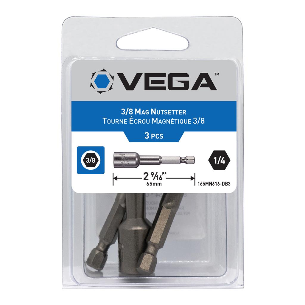 Vega 165MN616-DB3 3/8 in Standard Hex 2-9/16 in Magnetic Nutsetter