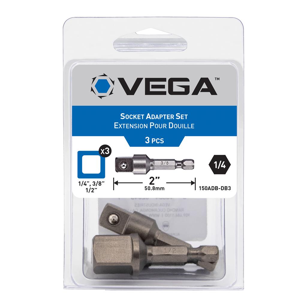 Vega 150ADB-DB3 1/4 in 3/8 in 1/2 in 2 in 3 Pieces Socket Adapter Set