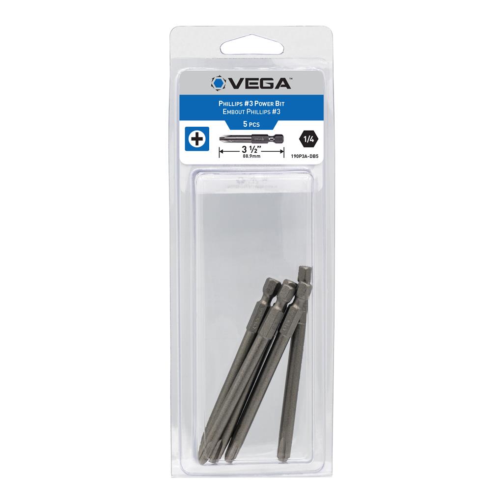 Vega 190P3A-DB5 #3 3-1/2 in S2 Modified Steel Philips Tip Power Bit