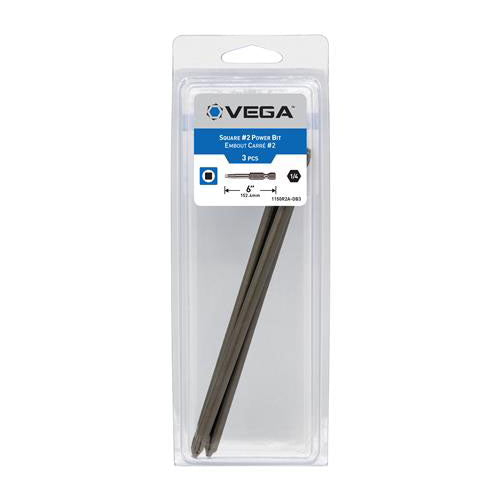 Vega 1150R2A-DB3 #2 6 in S2 Modified Steel Square Tip Power Bit