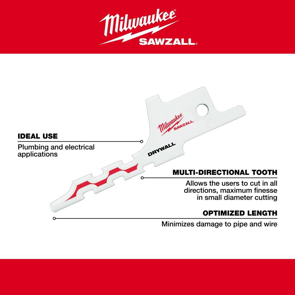 Milwaukee Sawzall 48-00-1640 Drywall Access Blade