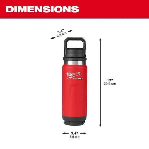 Milwaukee 48-22-8396R PACKOUT™ 24 oz 18/8 Stainless Steel Red Insulated Bottle with Chug Lid