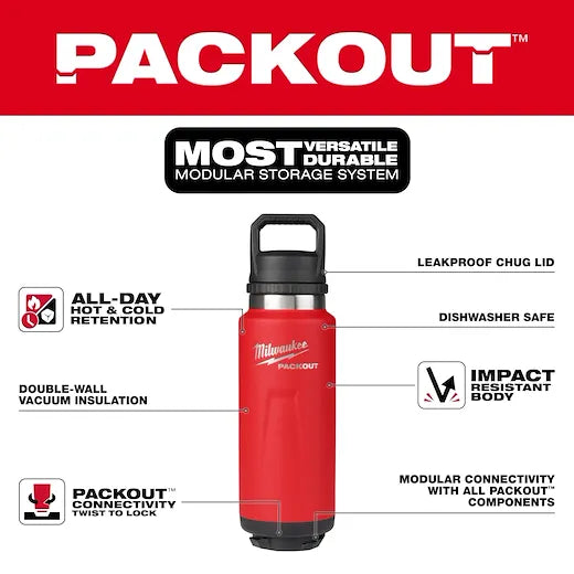 MILWAUKEE 48-22-8397R PACKOUT™ 36oz Insulated Bottle with Chug Lid