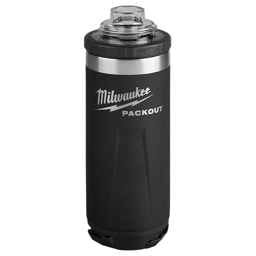 Milwaukee 48-22-8382B PACKOUT™ 18 oz 18/8 Stainless Steel Black Insulated Bottle with Chug Lid