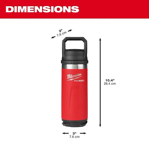 Milwaukee 48-22-8382R PACKOUT™ 18 oz 18/8 Stainless Steel Red Insulated Bottle with Chug Lid