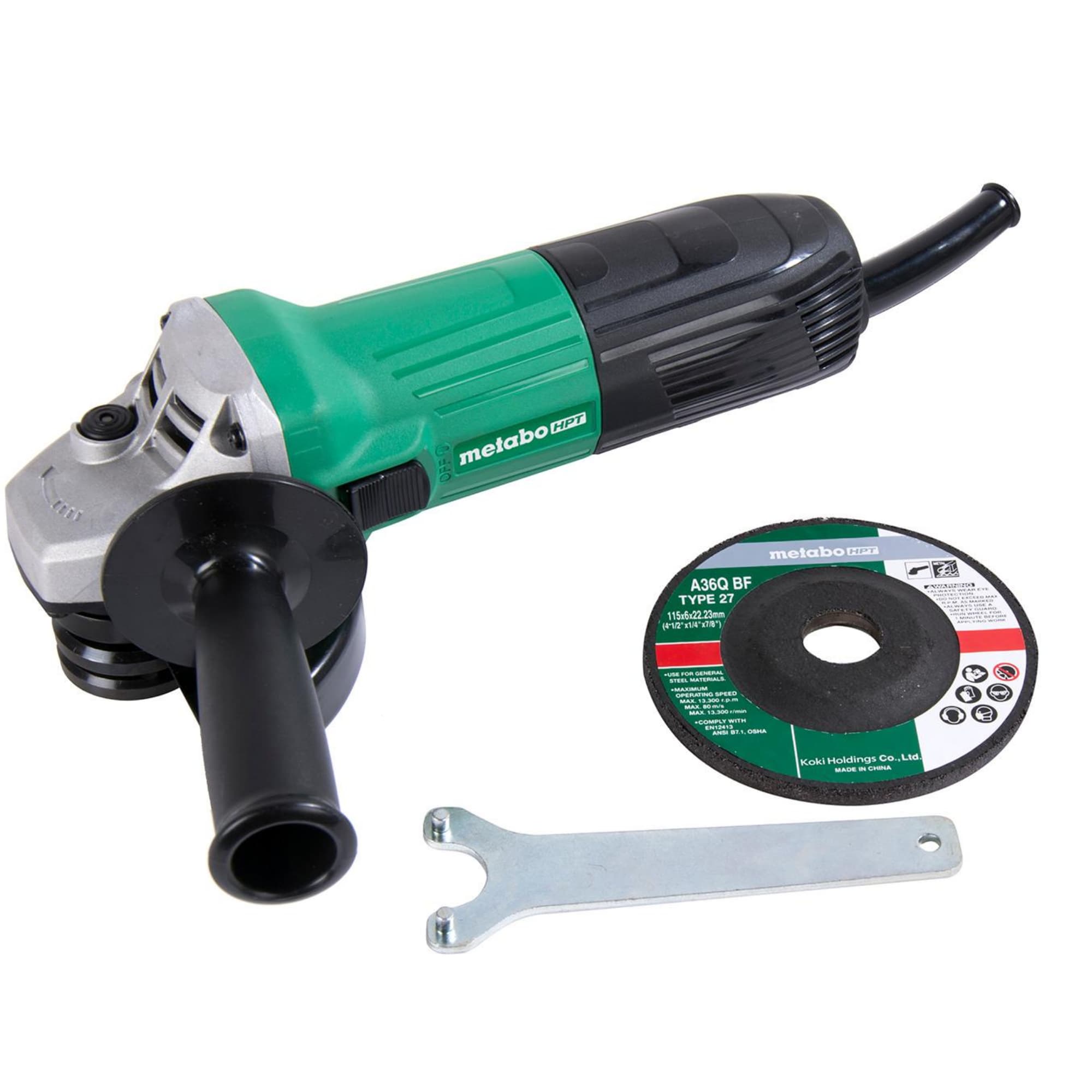 Metabo HPT G12SS2 4-1/2 in x 5/8 in-11 UNC 120 V Corded Angle Grinder with Slide Switch