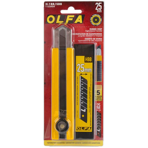 OLFA Corporation H-1BB/5BB 126 mm 25 mm 0.7 mm Ratchet-Lock Heavy Duty Utility Knife with Blades