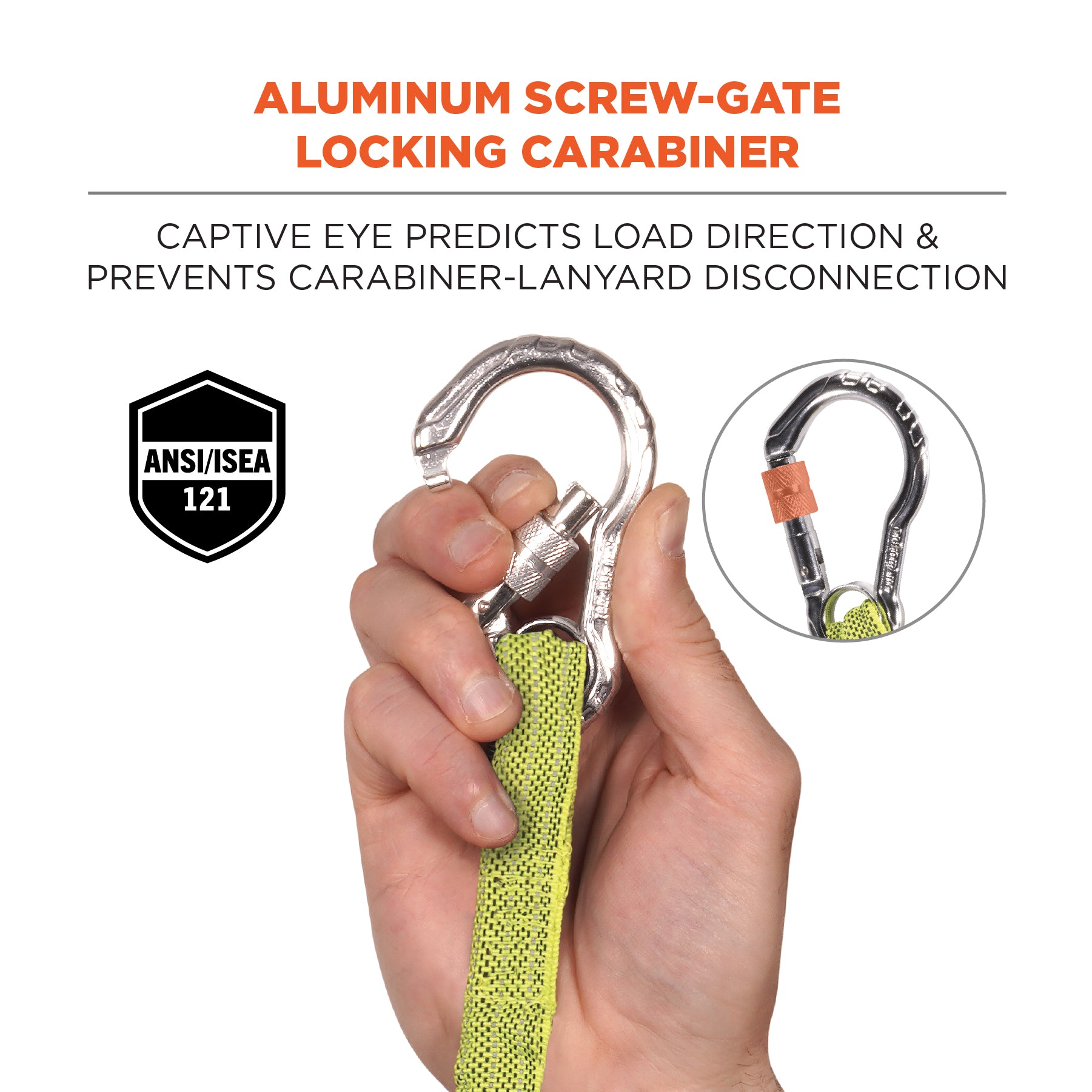 Ergodyne Squids 19003 10 lb 1 Legs Carabiner Standard Tool Lanyard with Carabiner and Cinch Loop