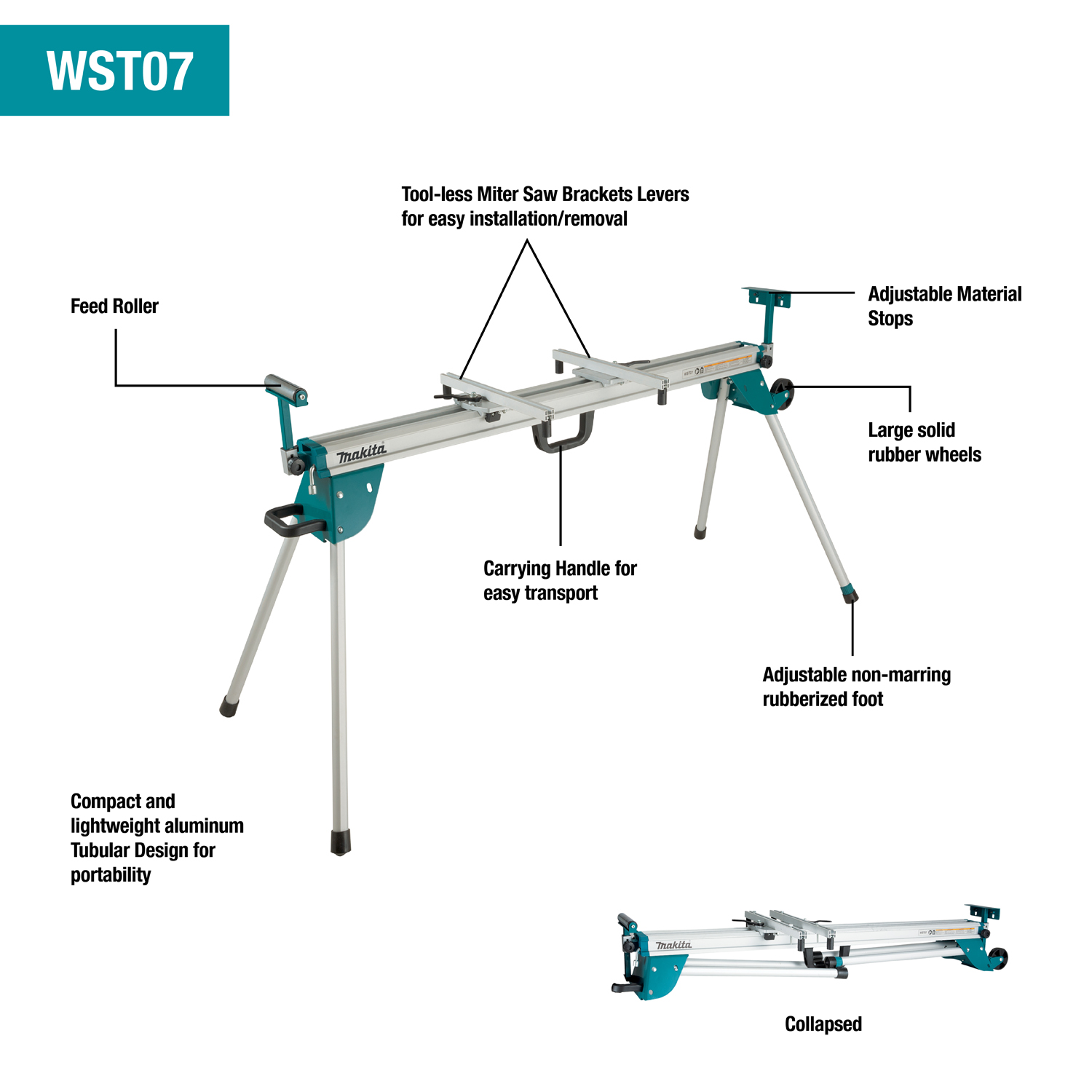 Makita WST07 69-1/2 in 29-1/2 in 33-1/2 in Miter Saw Stand