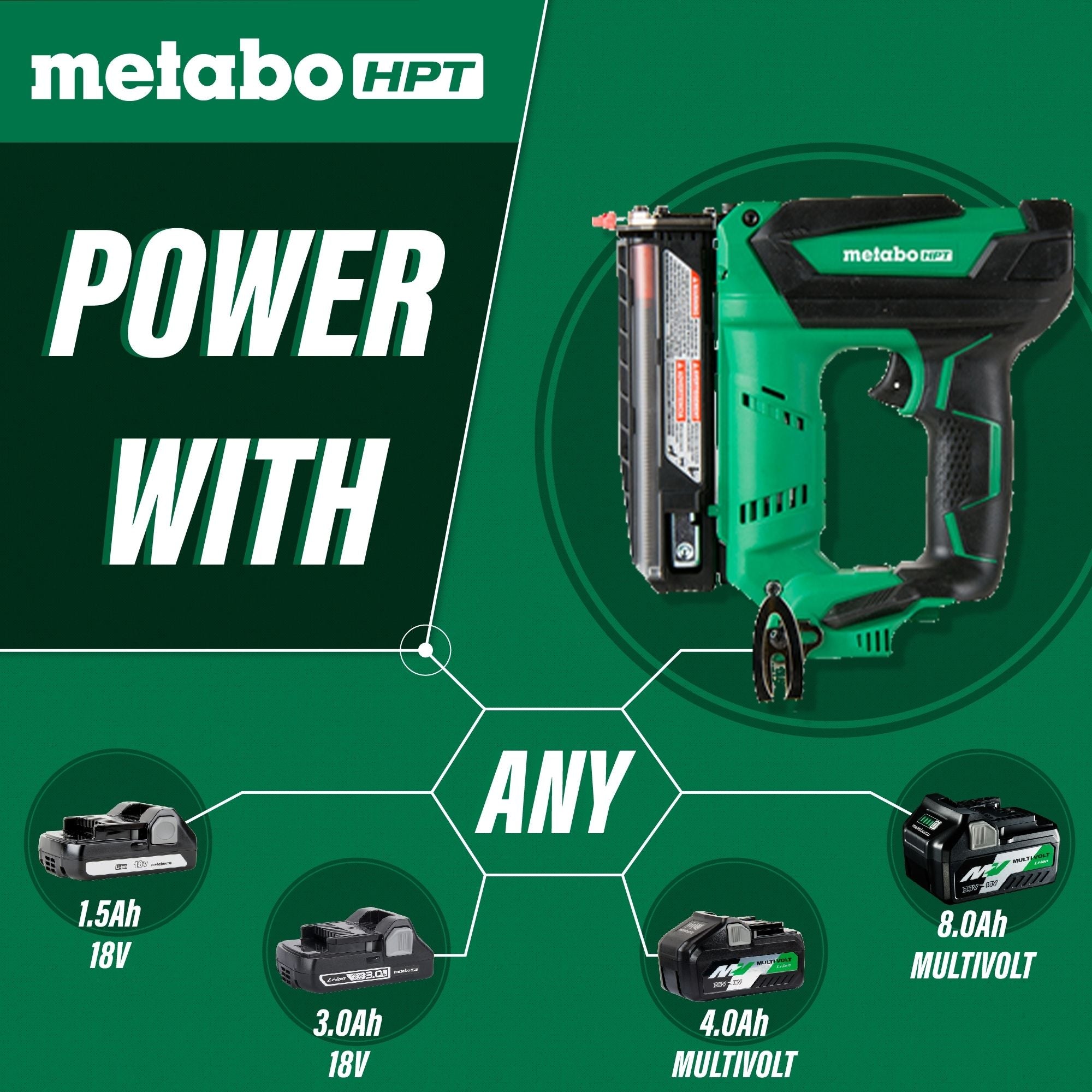 Metabo HPT NP18DSALM 2-3 Nails/Sec 5/8 in, 3/4 in, 1 in, 1-13/16 in, 1-3/8 in 23 Cordless Pin Nailer Kit