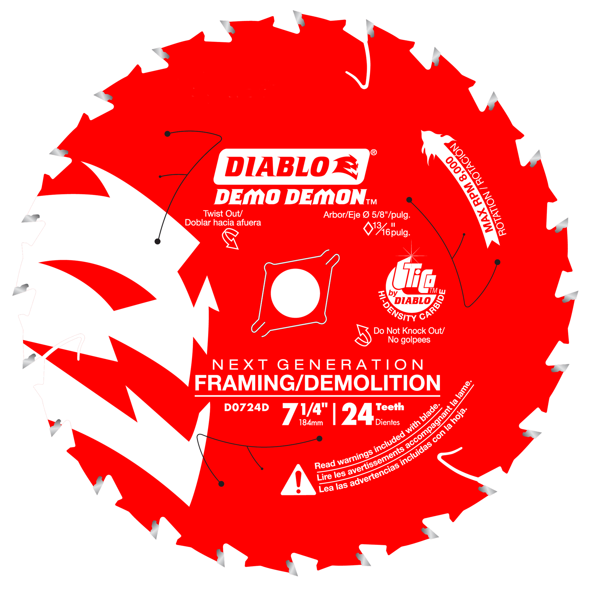 Diablo Tools D0724DA 7-1/4 in 5/8 in 8000 rpm Saw Blade