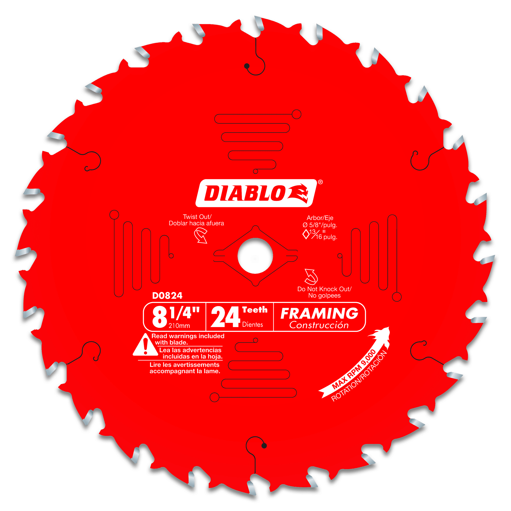 Diablo Tools D0824X 8-1/4 in 5/8 in 8000 rpm Saw Blade