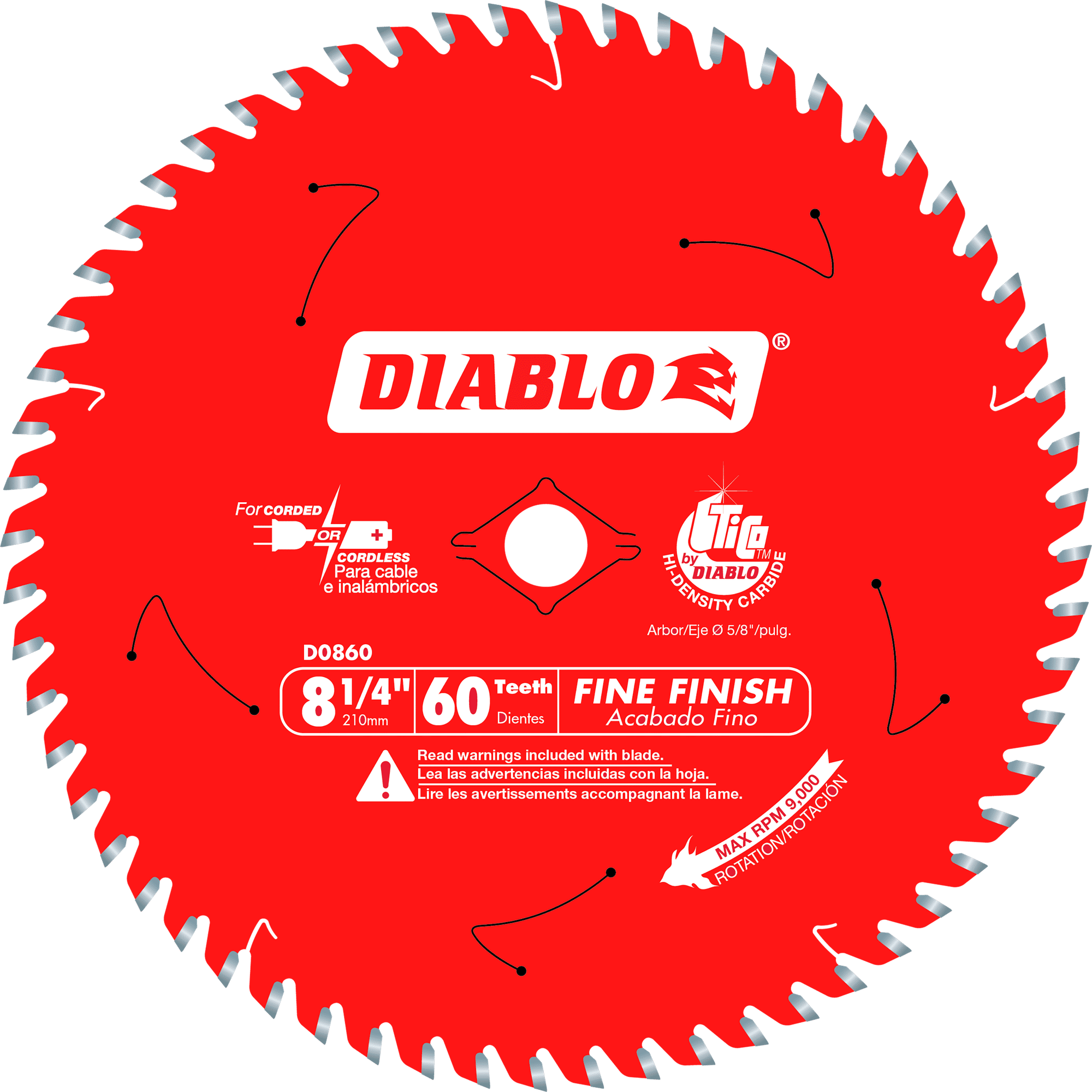 Diablo Tools D0860X 8-1/4 in 5/8 in 9000 rpm Saw Blade