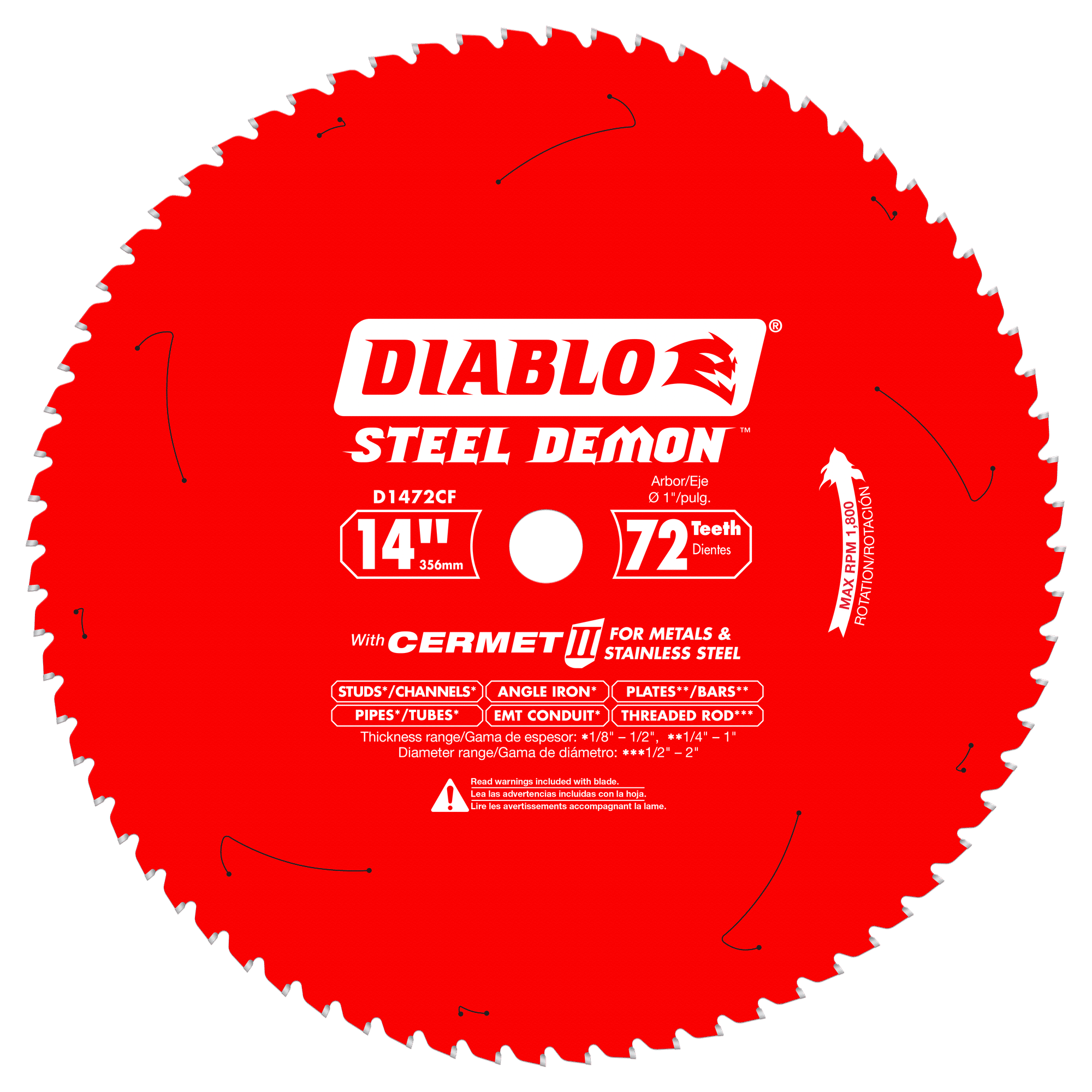 Diablo Tools D1472CF 14 in 1 in 1800 rpm Saw Blade