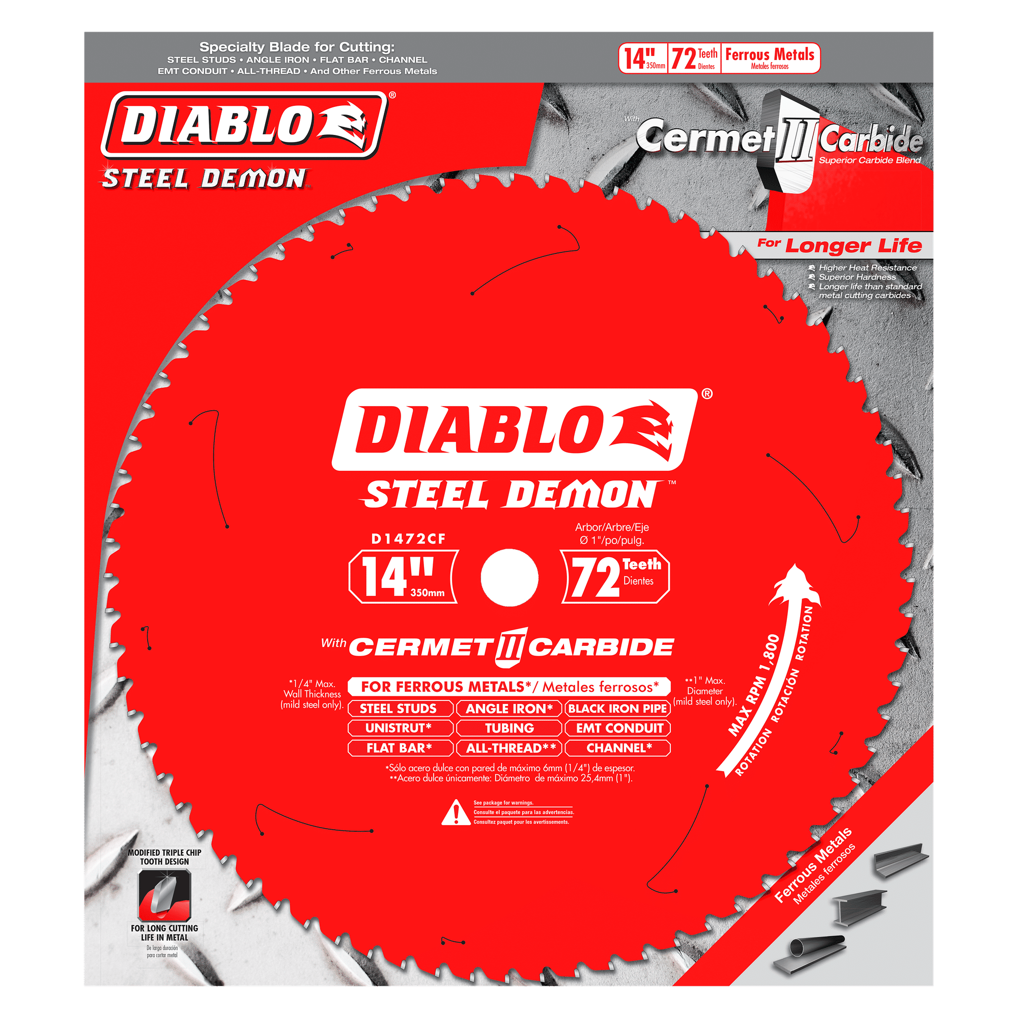 Diablo Tools D1472CF 14 in 1 in 1800 rpm Saw Blade