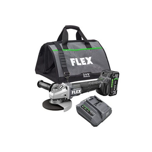 Flex FX3171A-1C 4-1/2 - 5 in x 5/8 in 24 V Brushless Variable Speed Cordless Angle Grinder with Paddle Switch