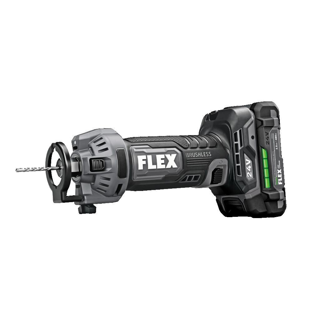 Flex FX2471-2A 1/4 in and 1/8 in 24 V Lithium-Ion Brushless Drywall Cut Out Tool Kit