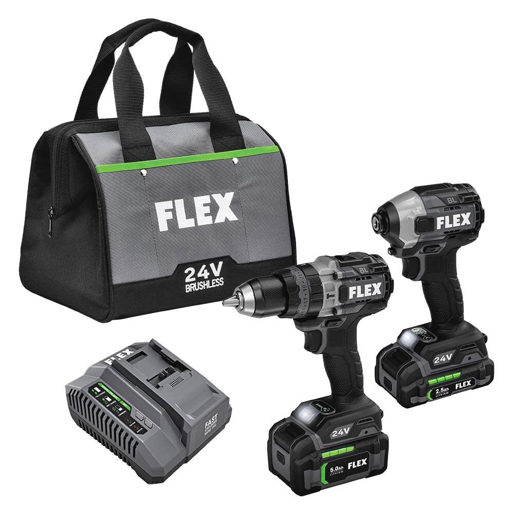 FLEX FXM202-2B HAMMER DRILL WITH TURBO MODE AND QUICK EJECT IMPACT DRIVER KIT