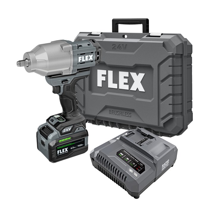 Flex FX1471-1H 1/2 in 1150 ft/lb Nut-Busting 800 ft/lb Fastening 0-2450 ipm Variable Speed Brushless High-Torque Cordless Impact Wrench Kit