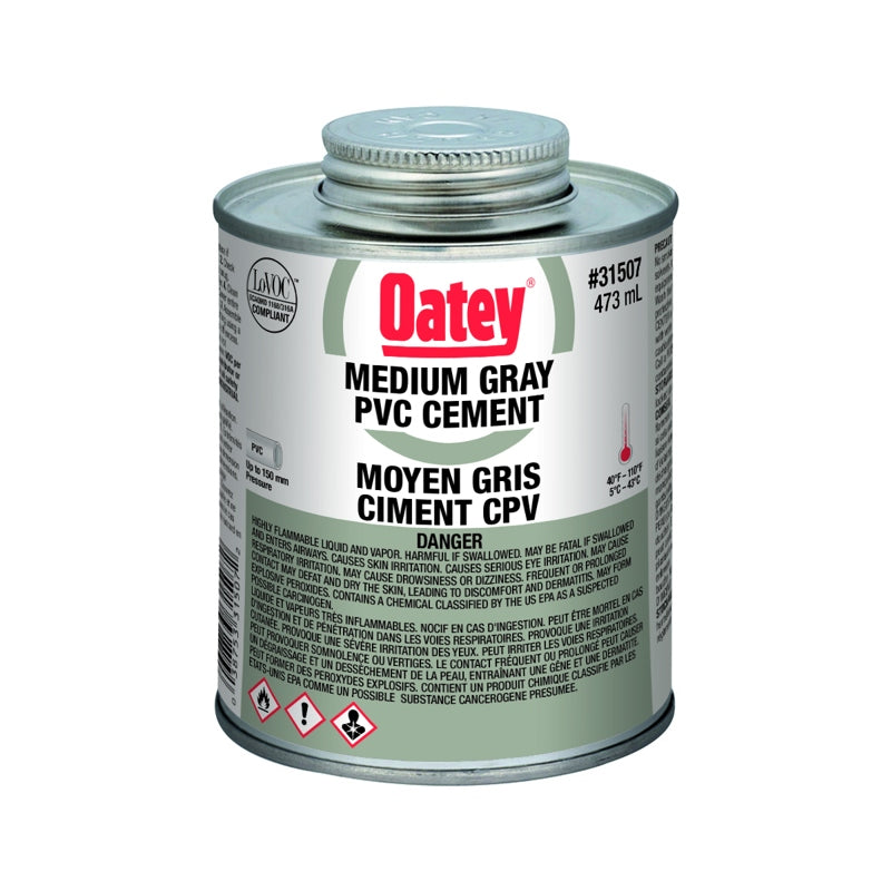 Oatey 31507 473 ml Liquid Gray Medium Gray PVC Cement