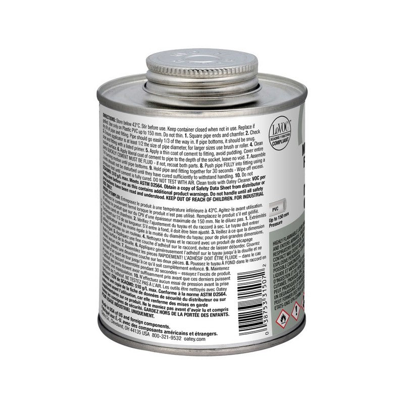 Oatey 31507 473 ml Liquid Gray Medium Gray PVC Cement