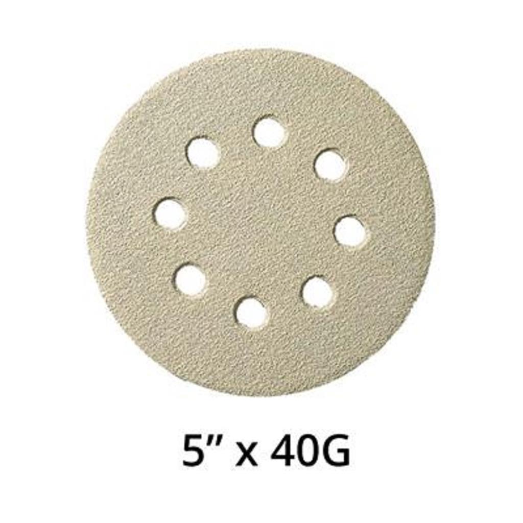 Klingspor Abrasives 336459 5 in 40 Grit Aluminum Oxide 8-Hole Hook and Loop Sandpaper