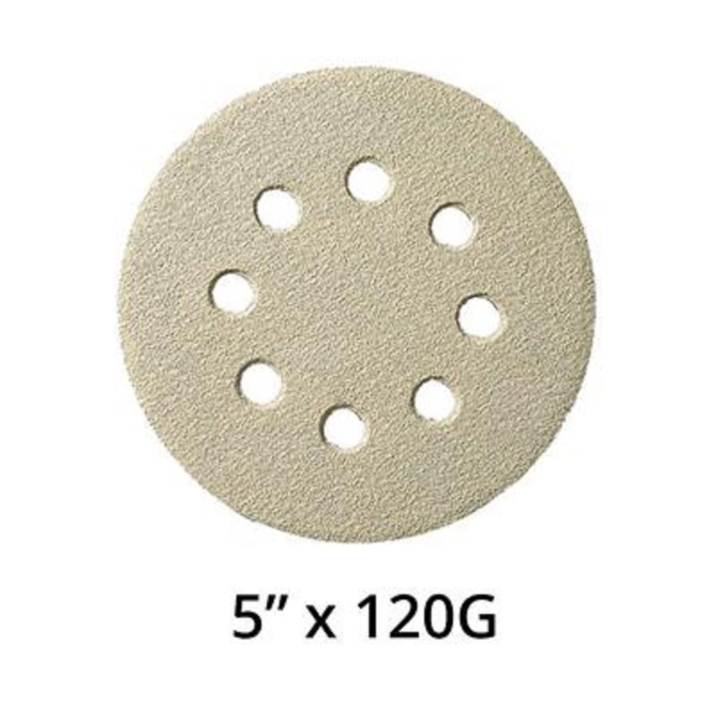 Klingspor Abrasives 336463 5 in 120 Aluminum Oxide 8-Hole Hook and Loop Sandpaper