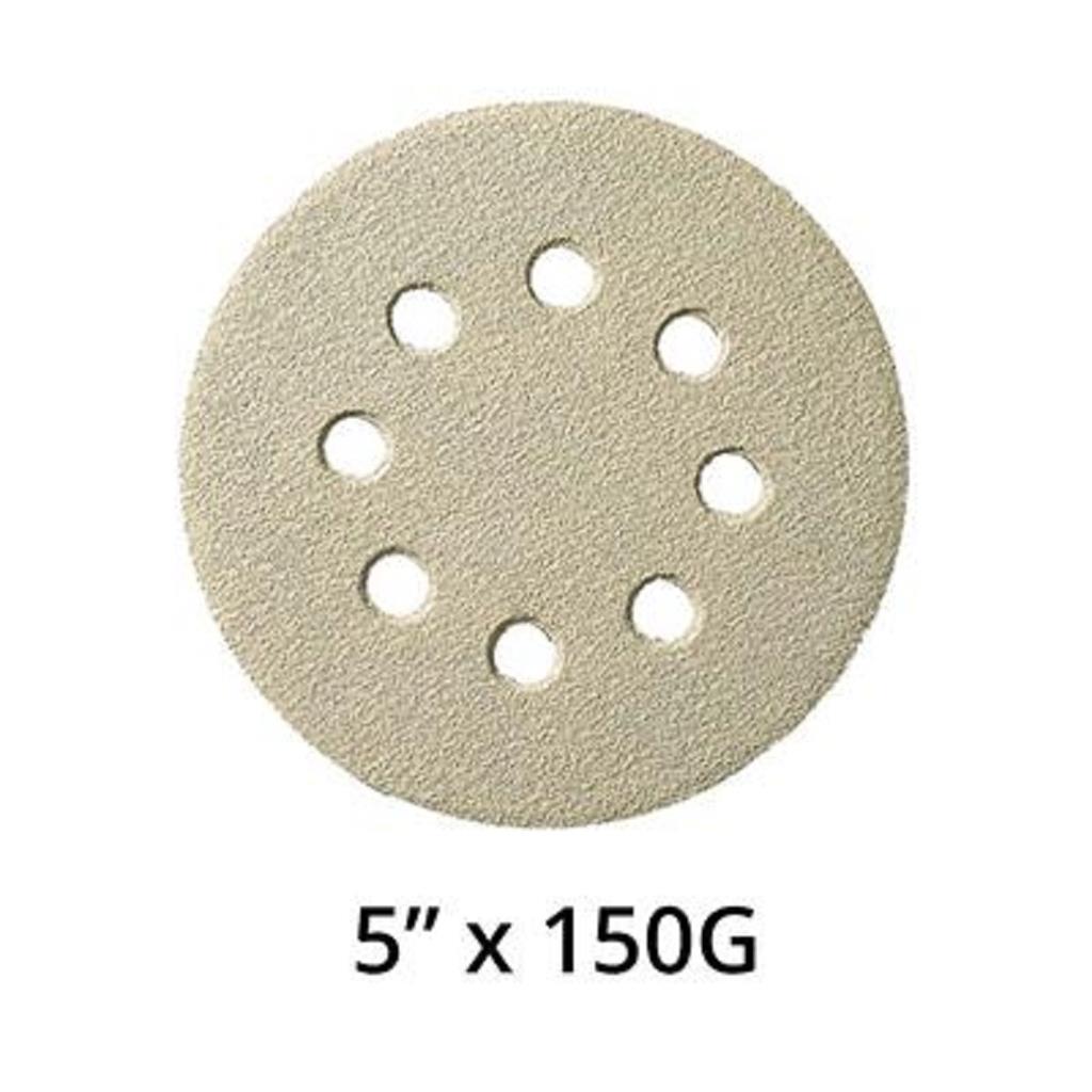 Klingspor Abrasives 336464 5 in 150 Aluminum Oxide 8-Hole Hook and Loop Sandpaper