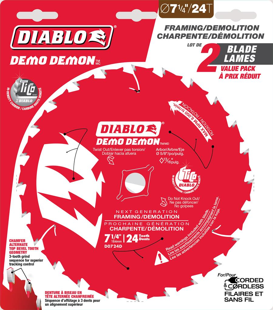 DIABLO PROMO S.B. D0724DVPX DEMOLITION SAW BLADE 7-1/4 InchesX24T 2PK