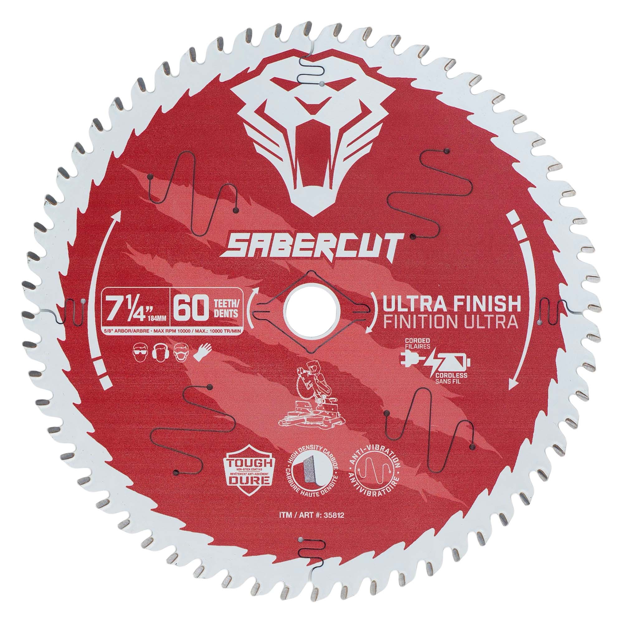 Sabercut Red Label 7-1/4 in. x 60 Tooth Ultra Finish Wood Saw Blade