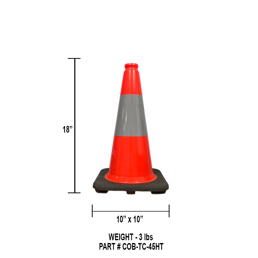 Trafic Zone COB-TC-45HIP High Intensity Prismatic White 6 in Traffic Cone with HIP Collar