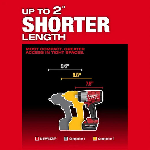 Milwaukee 2967-22 1/2 in 1100 ft/lb (Fastening) 1500 ft/lb (Nut Bursting) 2400 ipm Cordless Impact Wrench with Friction Ring Kit