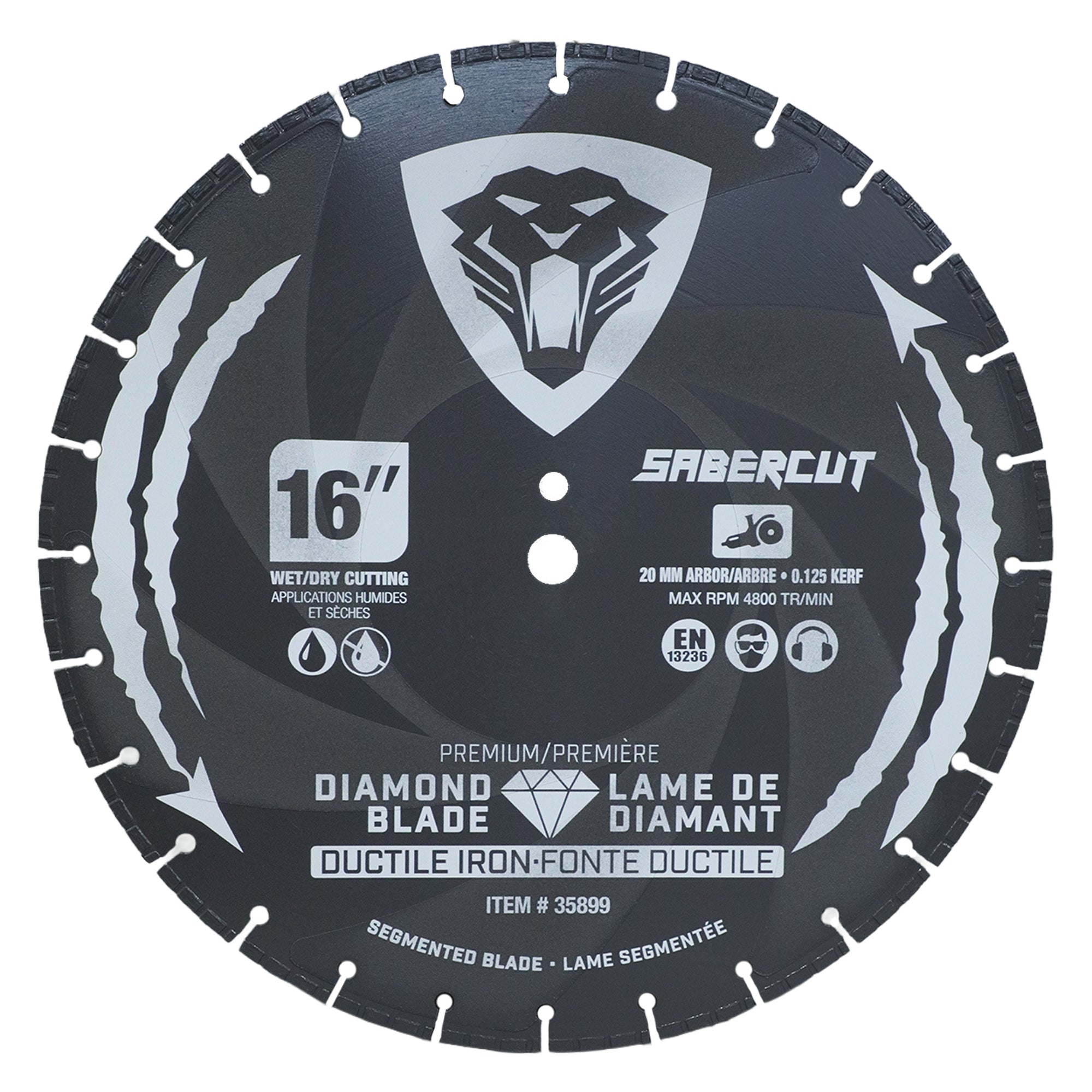 Sabercut 16 in. Segmented Diamond Blade for Ductile Iron, 20 mm Arbor