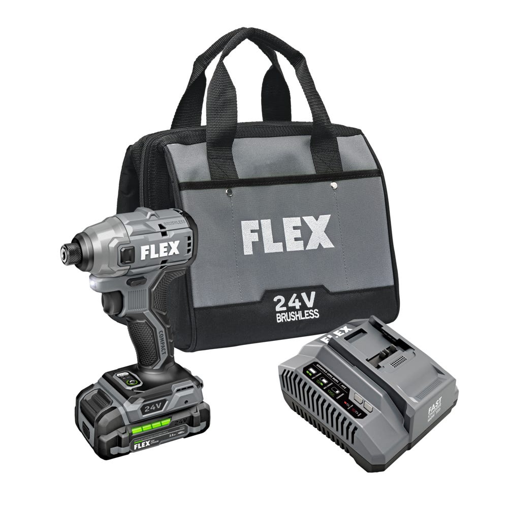 Flex FX1331-1A 1/4 in Hex 1700 in/lb Brushless Compact Impact Driver Kit