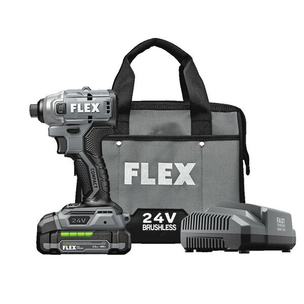 Flex FX1331-1A 1/4 in Hex 1700 in/lb Brushless Compact Impact Driver Kit