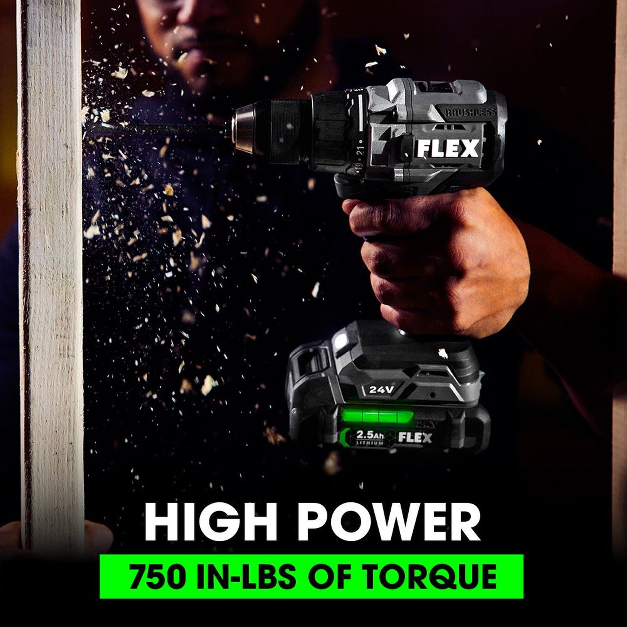 FLEX FX1151 drill/driver delivering 750 in-lbs of torque
