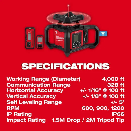 Milwaukee 3704-21T 4000 ft M18™ Battery Dual Slope Rot Laser Level Kit