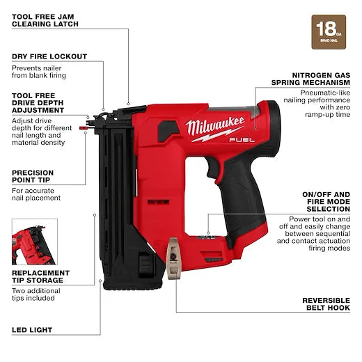 Milwaukee 2541-20 5/8 - 1-1/2 in 18 ga Brad Cordless Brad Nailer