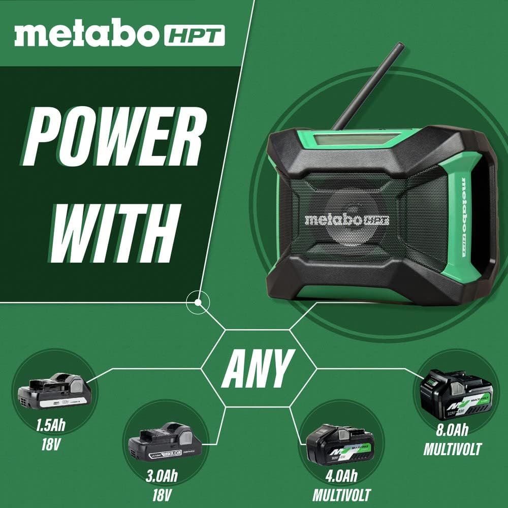 Metabo HPT UR18DAQ4M 18 V 3 Ah Green Analog Cordless Jobsite Radio (Tool Only)