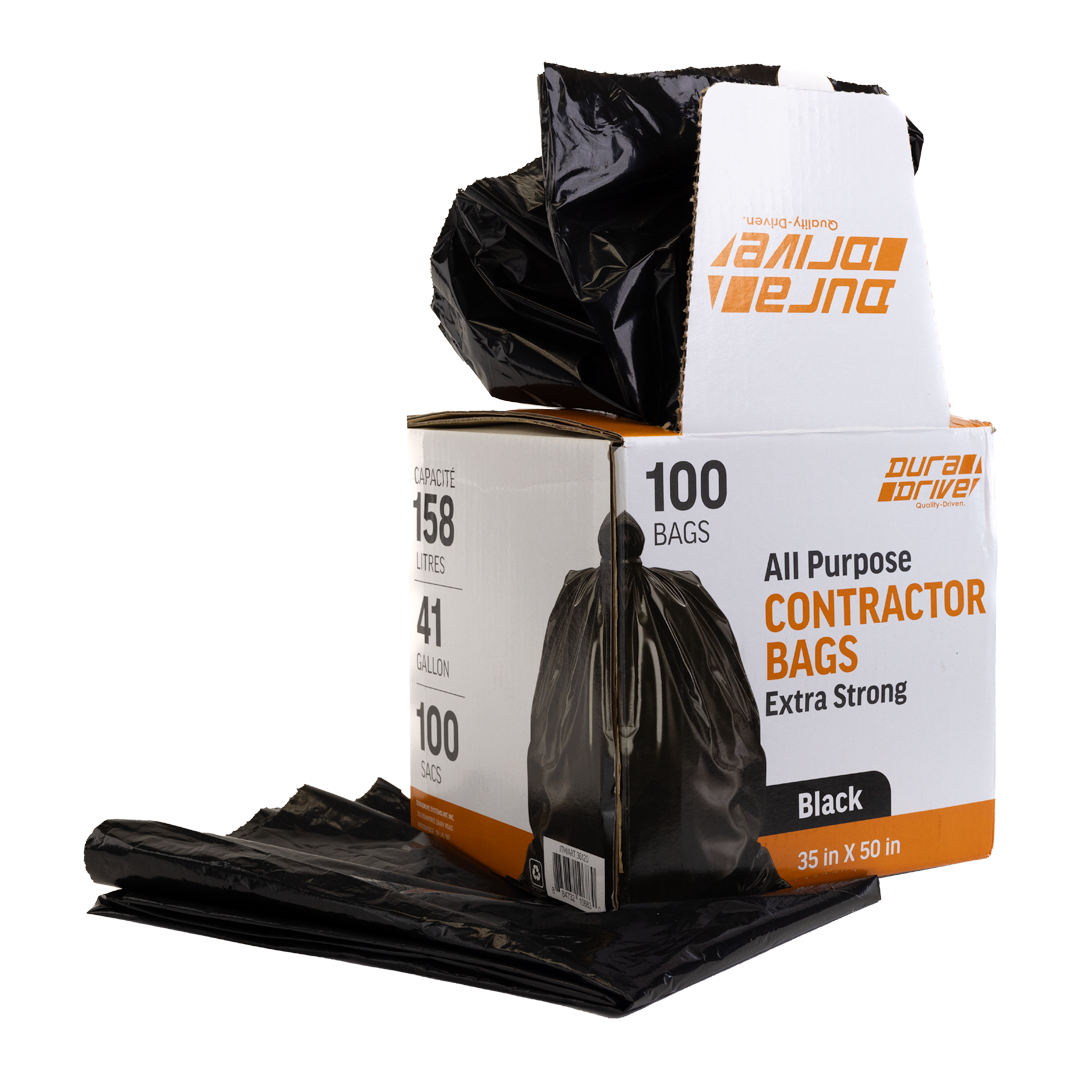 DURADRIVE 35 Inches X 50 Inches BLACK GARBAGE BAG EXTRA STRONG (100 PACK)