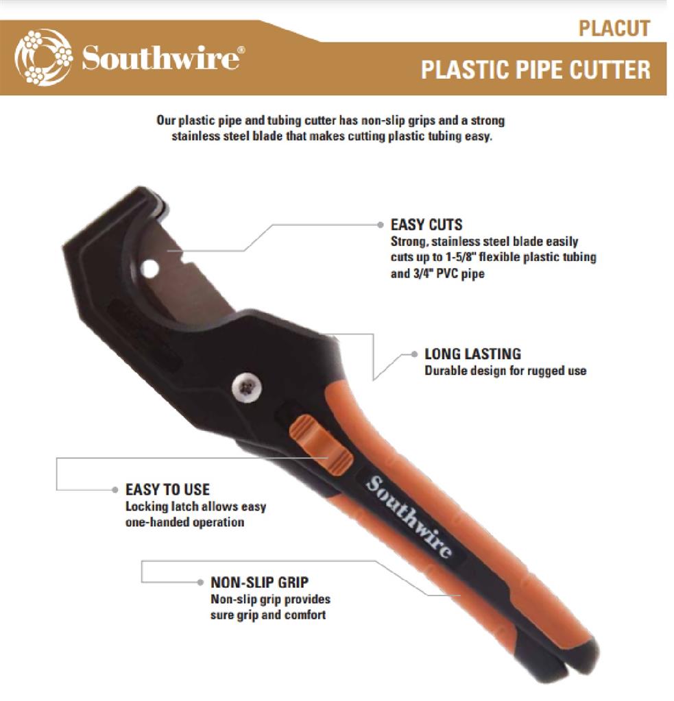 SOUTHWIRE 58282140 PLACUT PLASTIC PIPE CUTTER